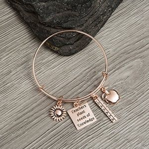 Rose Gold Teacher Bangle Bracelet